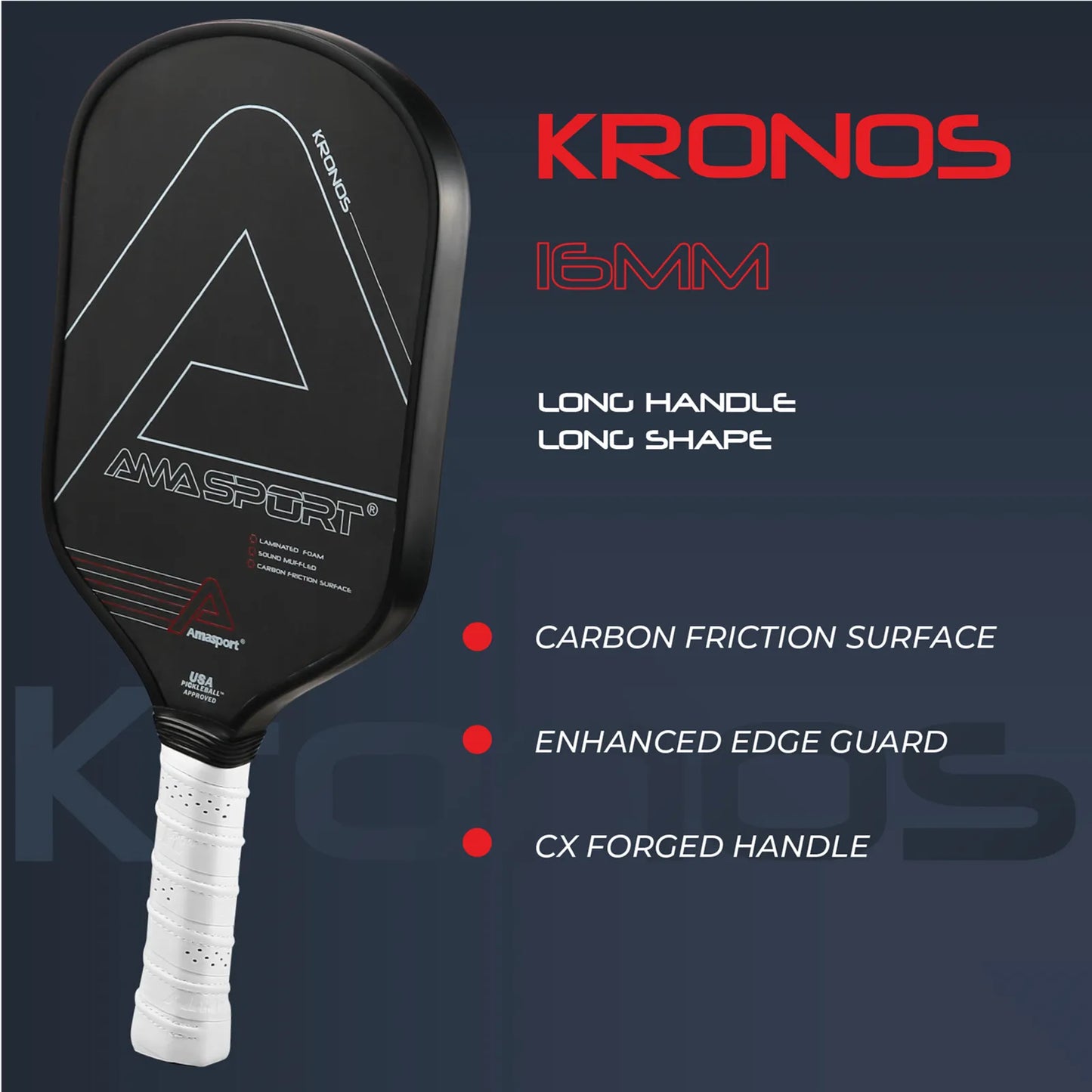 AMASPORT Kronos 16MM Pickleball Paddle with Paddle Eraser & Lead Tape