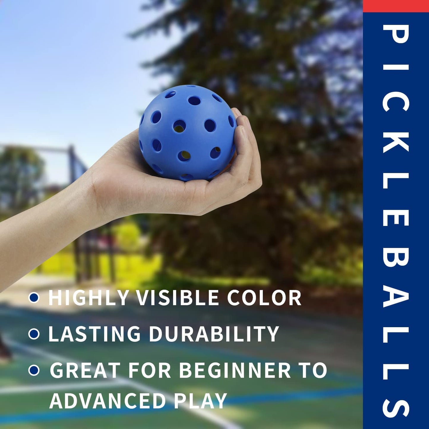 6 Pcs 74MM Durable Pickleball Balls 40 Holes Outdoor