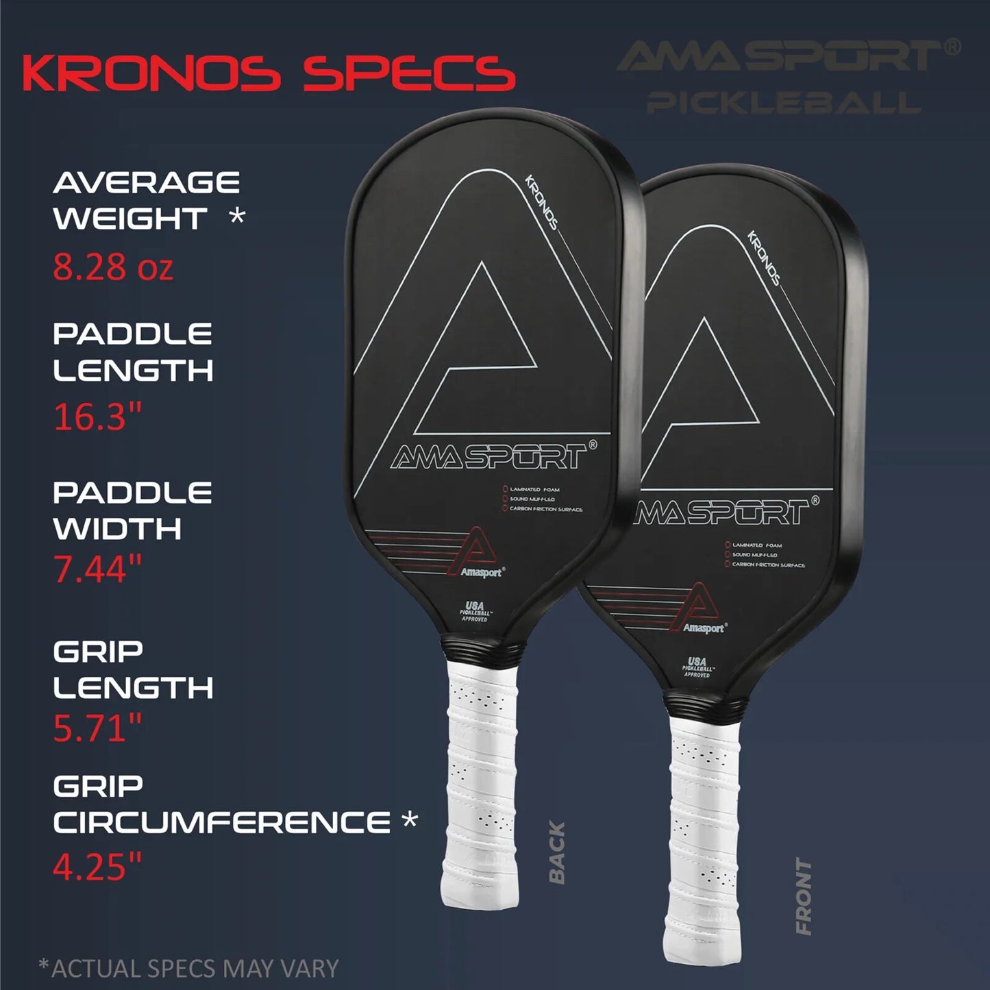 AMASPORT Kronos 16MM Pickleball Paddle with Paddle Eraser & Lead Tape