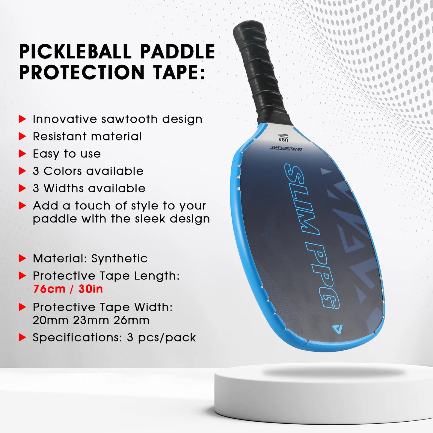 AMASPORT Pickleball Paddle Protection Tape 20mm/23mm/26mm Paddle Head Edge Guard Racket Edge Protection Tapes